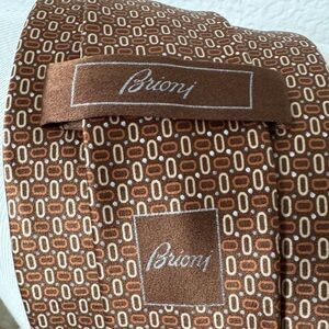 Brioni Tan Geometric Silk Tie